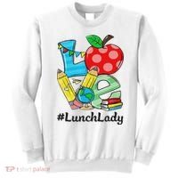 Love Lunch Lady Apples Back To School Cafeteria Worker Sweatshirt thumb 0