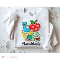 Love Lunch Lady Apples Back To School Cafeteria Worker Sweatshirt thumb 2