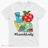 Love Lunch Lady Apples Back To School Cafeteria Worker T-Shirt thumb 0