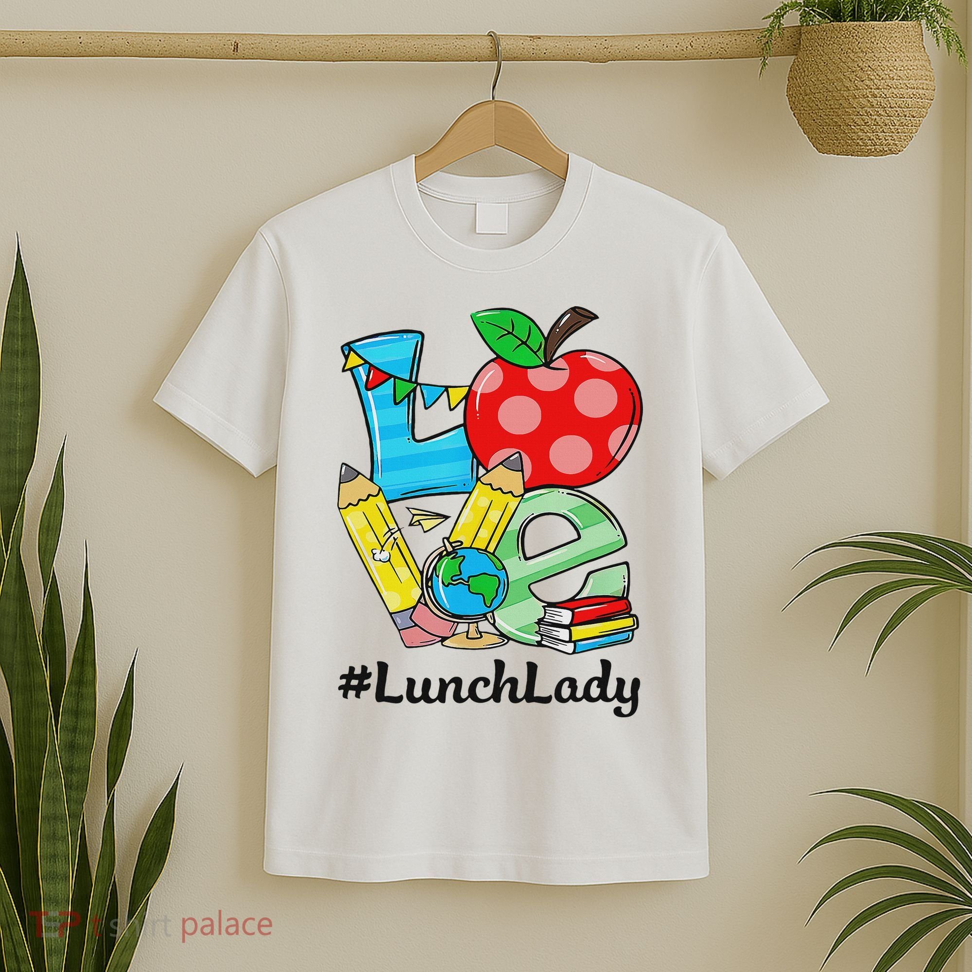 Love Lunch Lady Apples Back To School Cafeteria Worker T-Shirt