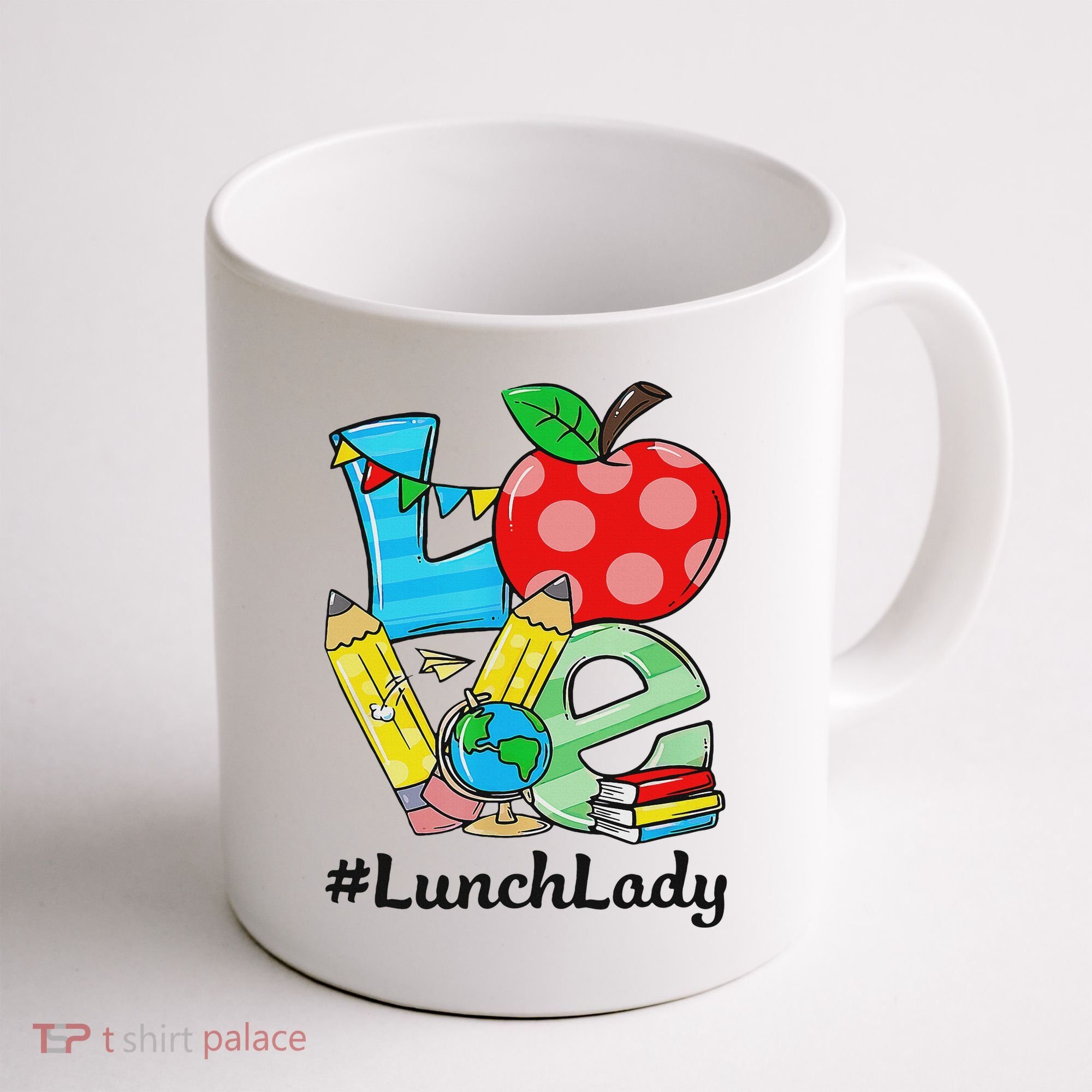 Love Lunch Lady Apples Back To School Cafeteria Worker Coffee Mug