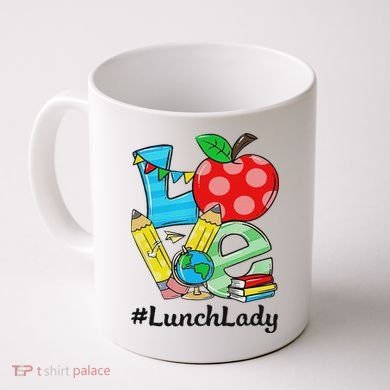 Love Lunch Lady Apples Back To School Cafeteria Worker Coffee Mug