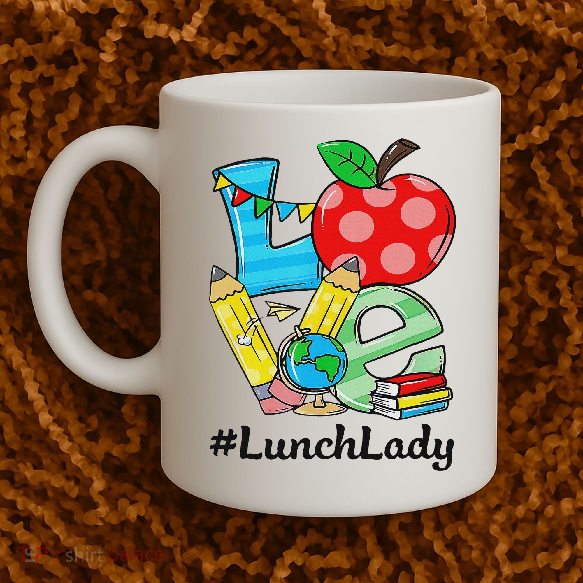 Love Lunch Lady Apples Back To School Cafeteria Worker Coffee Mug