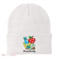 Love Lunch Lady Apples Back To School Cafeteria Worker Beanie thumb 0