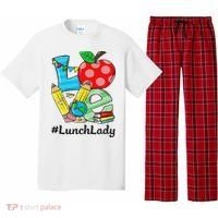 Love Lunch Lady Apples Back To School Cafeteria Worker Pajama Set thumb 0