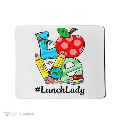 Love Lunch Lady Apples Back To School Cafeteria Worker Mousepad