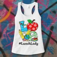 Love Lunch Lady Apples Back To School Cafeteria Worker Women's Tank Top thumb 3