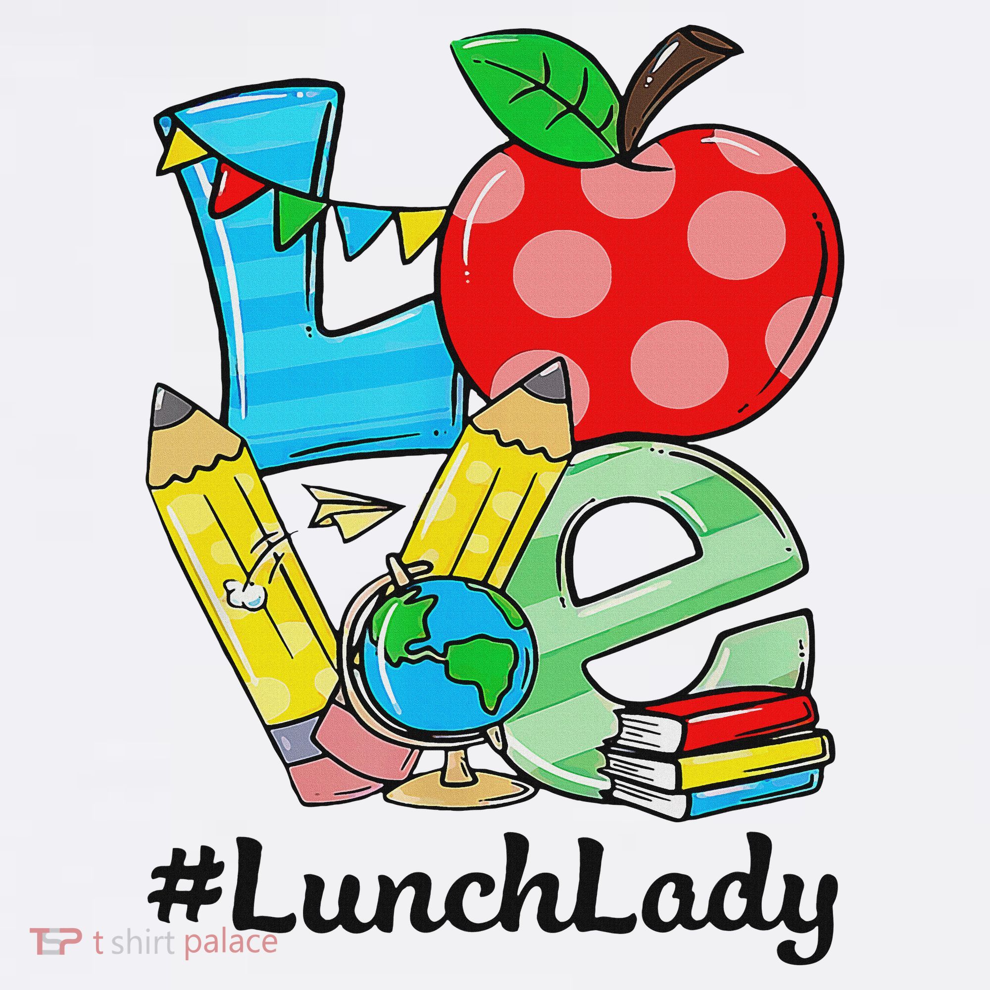 Love Lunch Lady Apples Back To School Cafeteria Worker Women's Tank Top