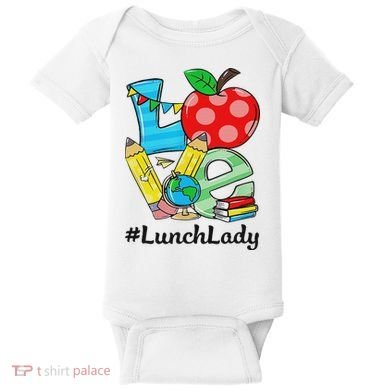 Love Lunch Lady Apples Back To School Cafeteria Worker Baby Bodysuit