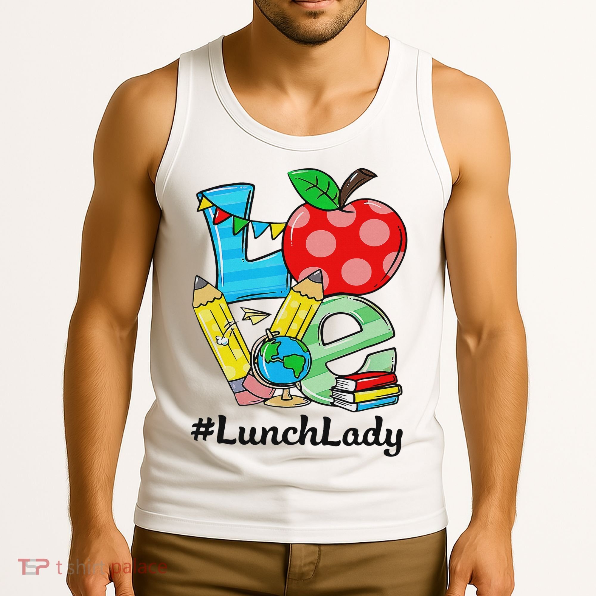 Love Lunch Lady Apples Back To School Cafeteria Worker Tank Top