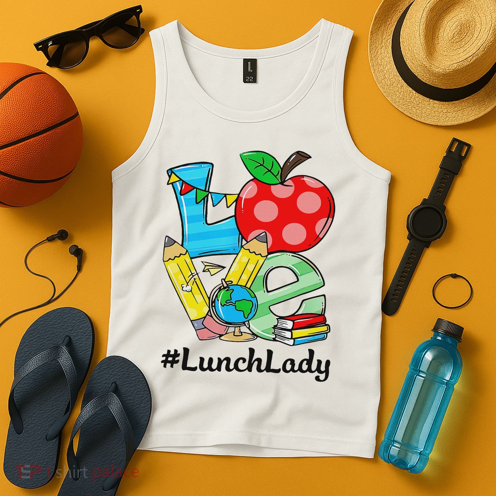 Love Lunch Lady Apples Back To School Cafeteria Worker Tank Top