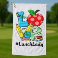 Love Lunch Lady Apples Back To School Cafeteria Worker Golf Towel thumb 1