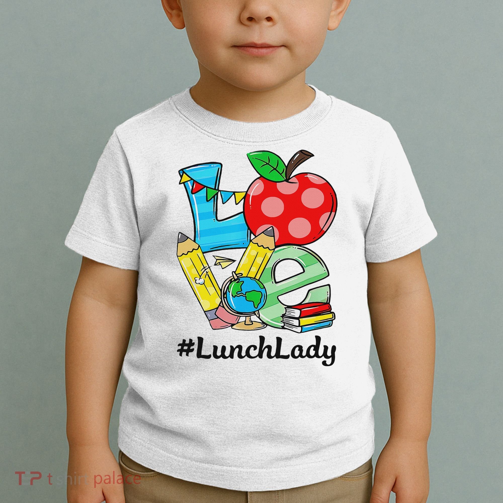 Love Lunch Lady Apples Back To School Cafeteria Worker Toddler T-Shirt
