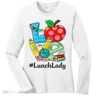 Love Lunch Lady Apples Back To School Cafeteria Worker Women's Long Sleeve Shirt thumb 0