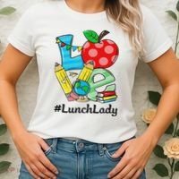 Love Lunch Lady Apples Back To School Cafeteria Worker Women's T-Shirt thumb 2