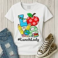 Love Lunch Lady Apples Back To School Cafeteria Worker Women's T-Shirt thumb 3