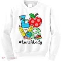 Love Lunch Lady Apples Back To School Cafeteria Worker Kids Sweatshirt thumb 0