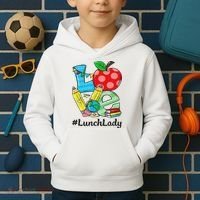 Love Lunch Lady Apples Back To School Cafeteria Worker Kids Hoodie thumb 2
