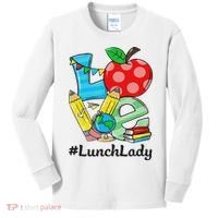 Love Lunch Lady Apples Back To School Cafeteria Worker Kids Long Sleeve Shirt thumb 0