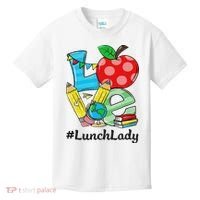 Love Lunch Lady Apples Back To School Cafeteria Worker Kids T-Shirt thumb 0