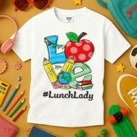 Love Lunch Lady Apples Back To School Cafeteria Worker Kids T-Shirt thumb 3