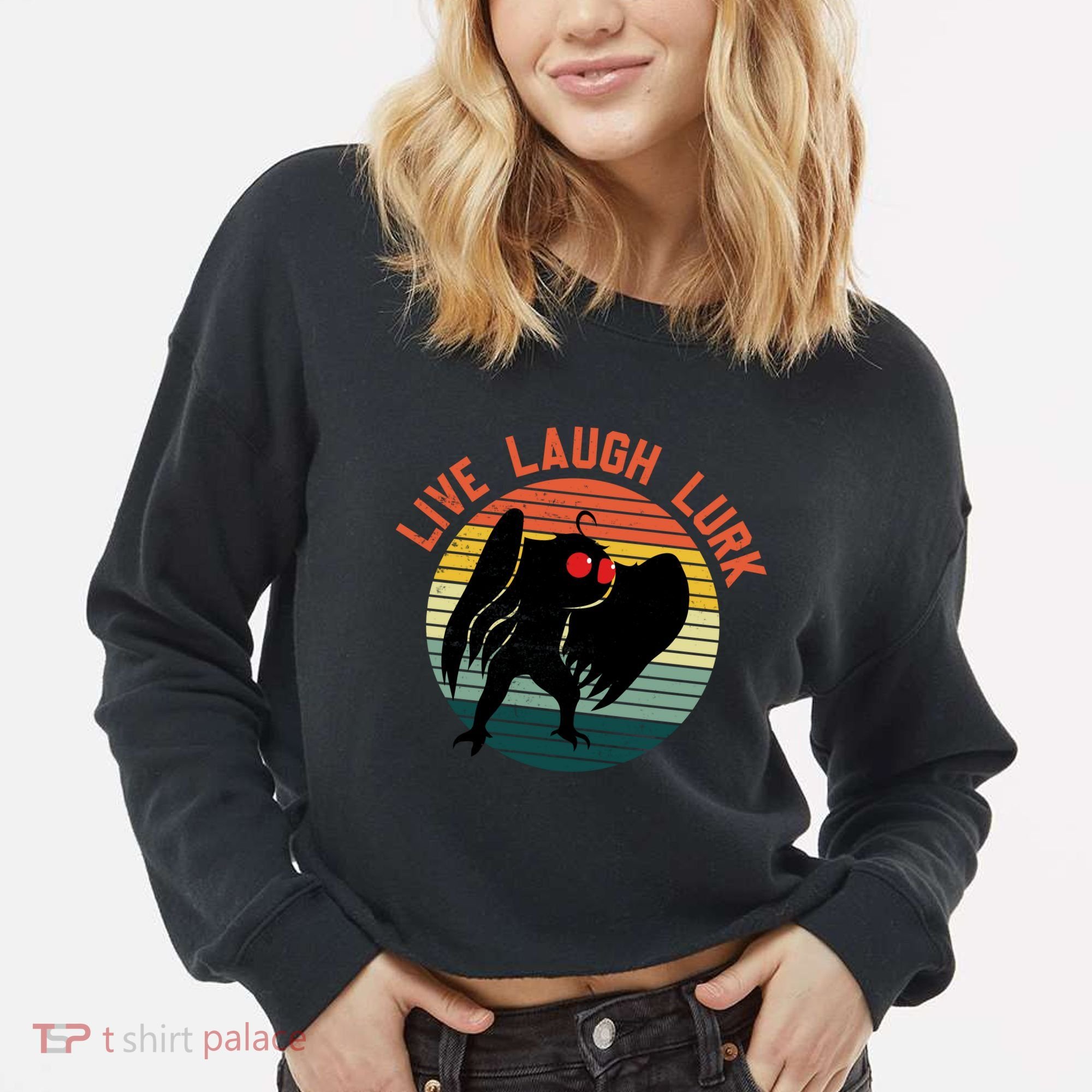 Live Laugh Lurk Cropped Pullover Crew