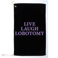 Live Laugh Lobotomy Funny Ironic 2000s Goth Punk Emo Golf Towel thumb 0
