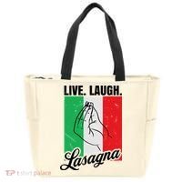 Live Laugh Lasagna Funny Italian Lasagna Lover Tote Bag thumb 0