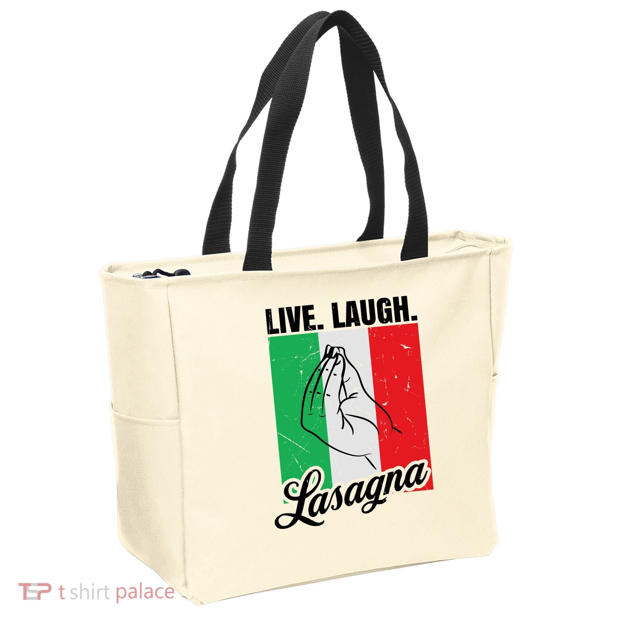 Live Laugh Lasagna Funny Italian Lasagna Lover Tote Bag