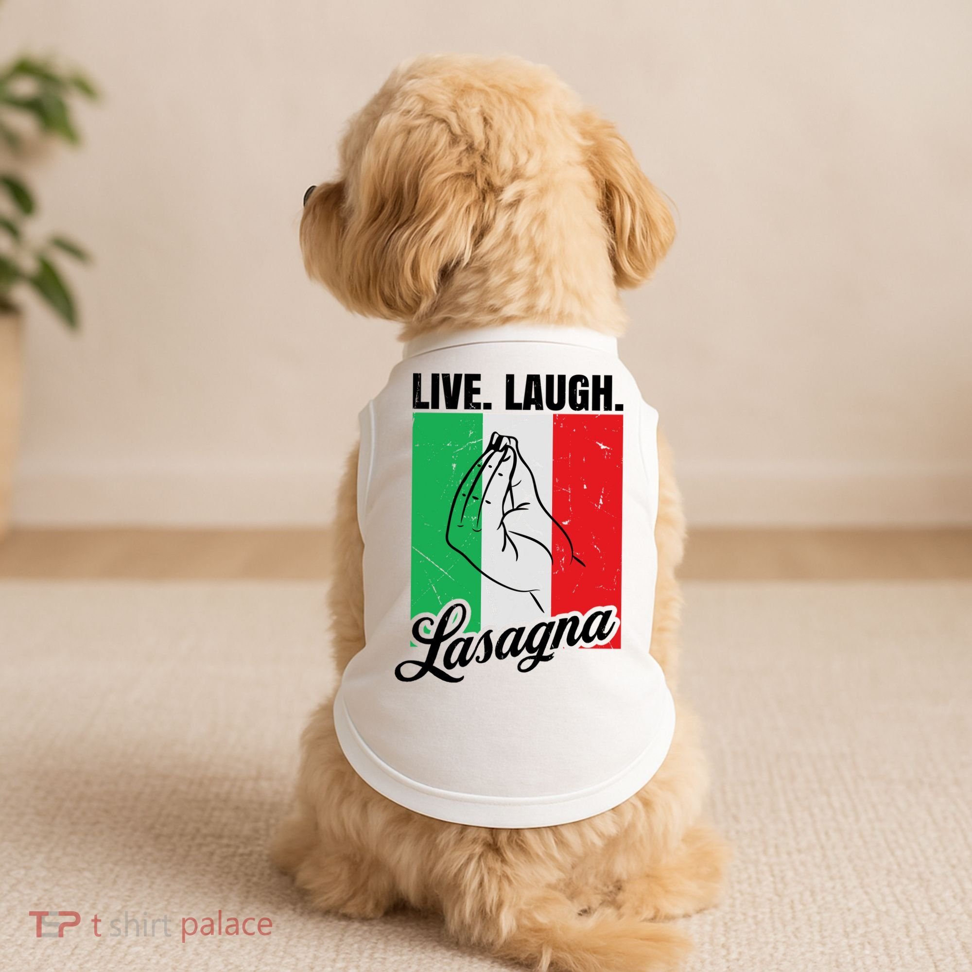 Live Laugh Lasagna Funny Italian Lasagna Lover Doggie Tank