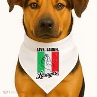 Live Laugh Lasagna Funny Italian Lasagna Lover USA-Made Doggie Bandana thumb 1