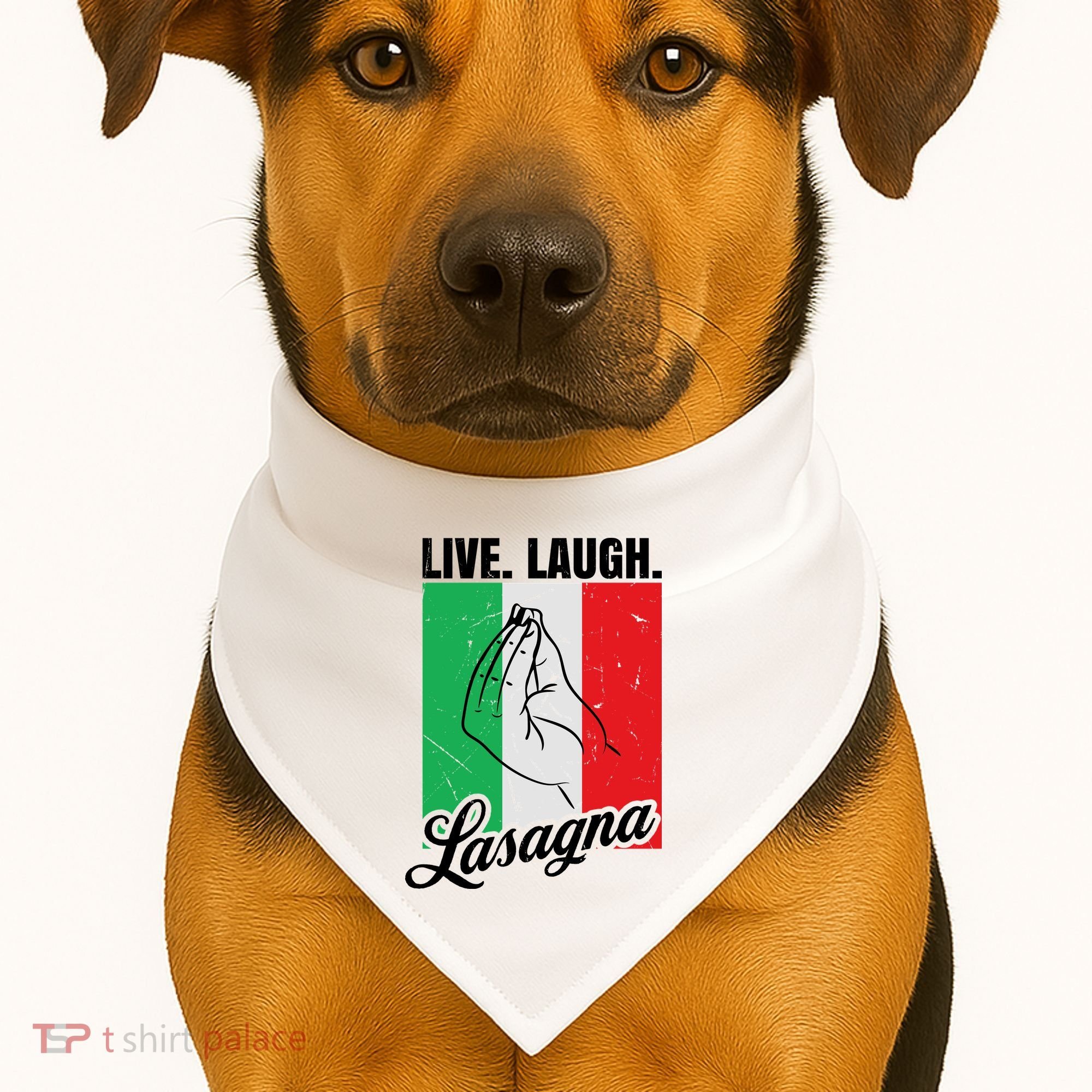 Live Laugh Lasagna Funny Italian Lasagna Lover USA-Made Doggie Bandana