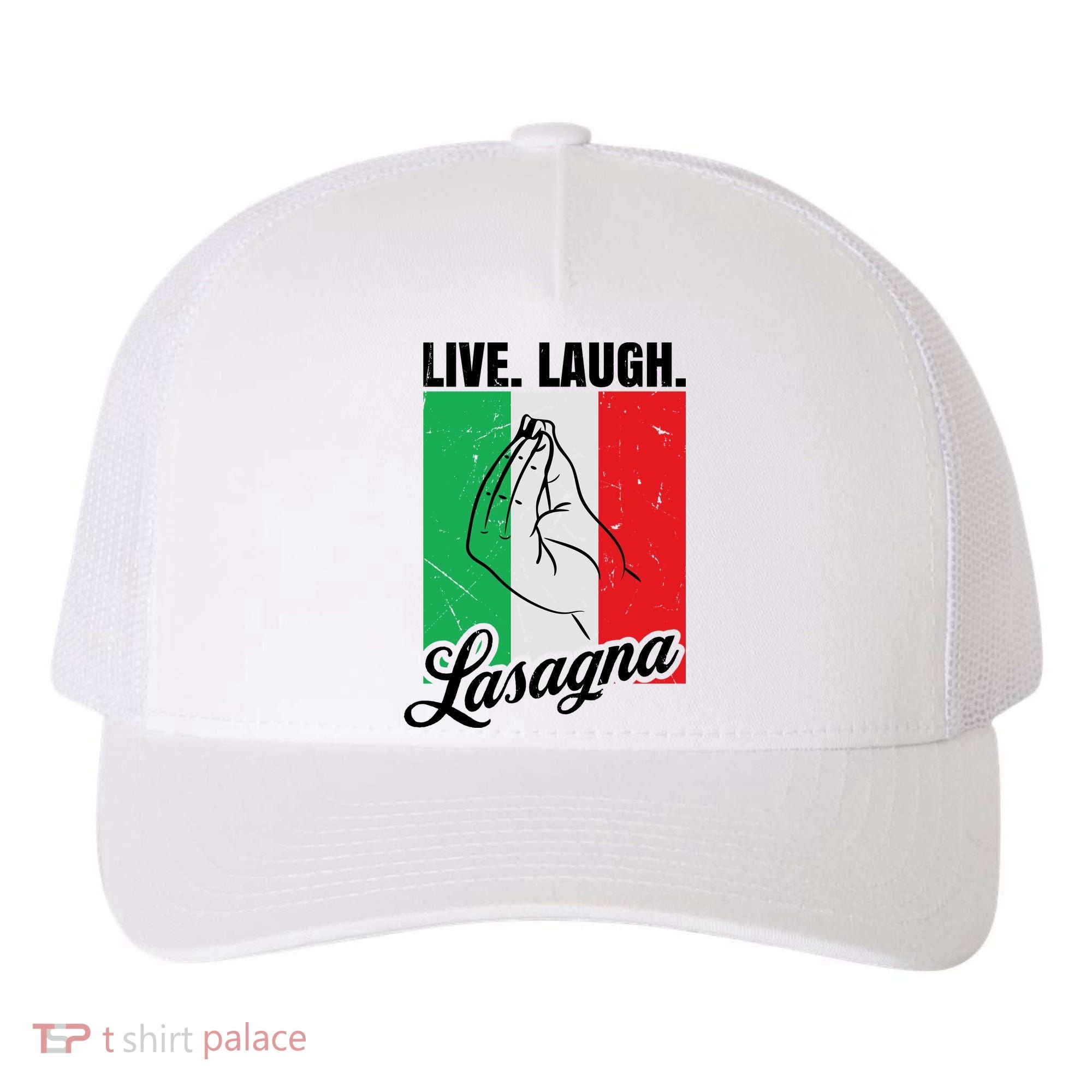 Live Laugh Lasagna Funny Italian Lasagna Lover Yupoong Adult 5-Panel Trucker Hat