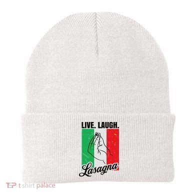 Live Laugh Lasagna Funny Italian Lasagna Lover Beanie
