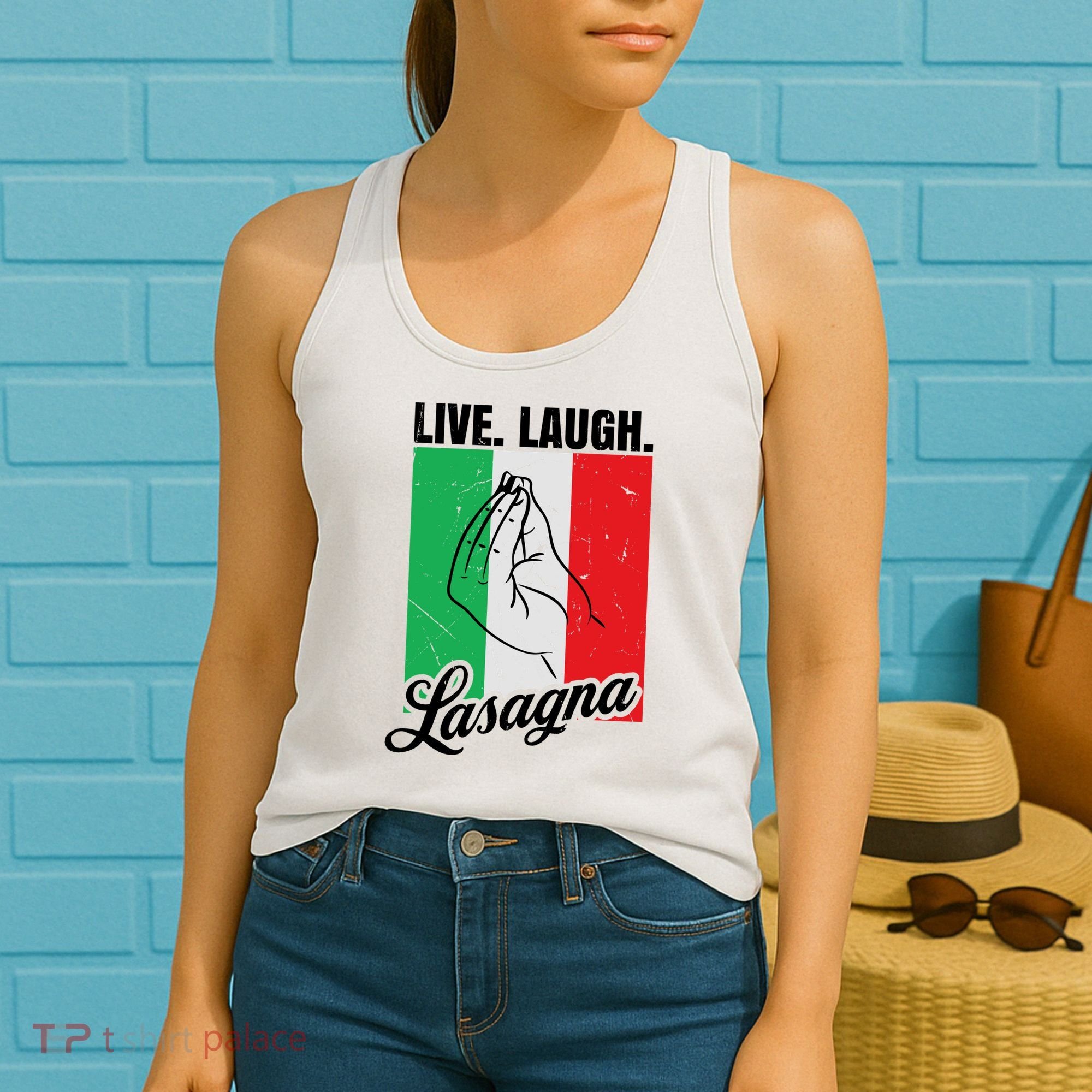 Live Laugh Lasagna Funny Italian Lasagna Lover Women's Tank Top