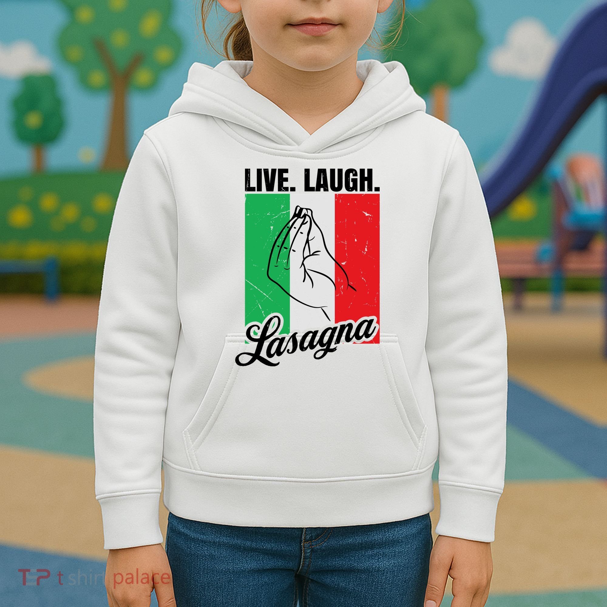 Live Laugh Lasagna Funny Italian Lasagna Lover Kids Hoodie