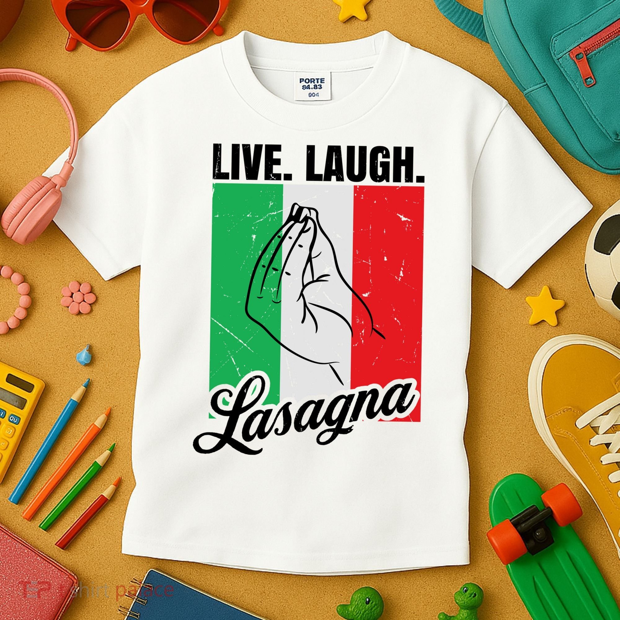 Live Laugh Lasagna Funny Italian Lasagna Lover Kids T-Shirt