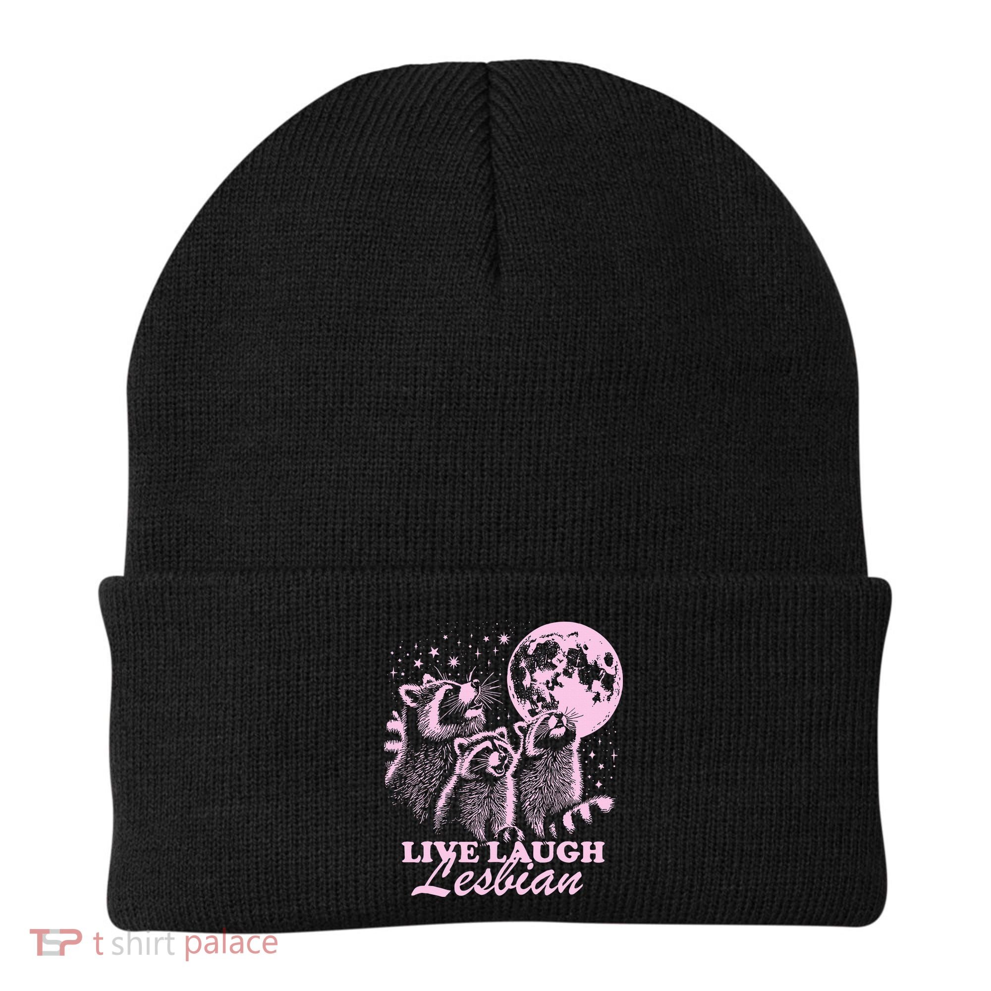 Live Laugh Lesbian Raccoon Lesbian Lgbtq Pride Month Beanie