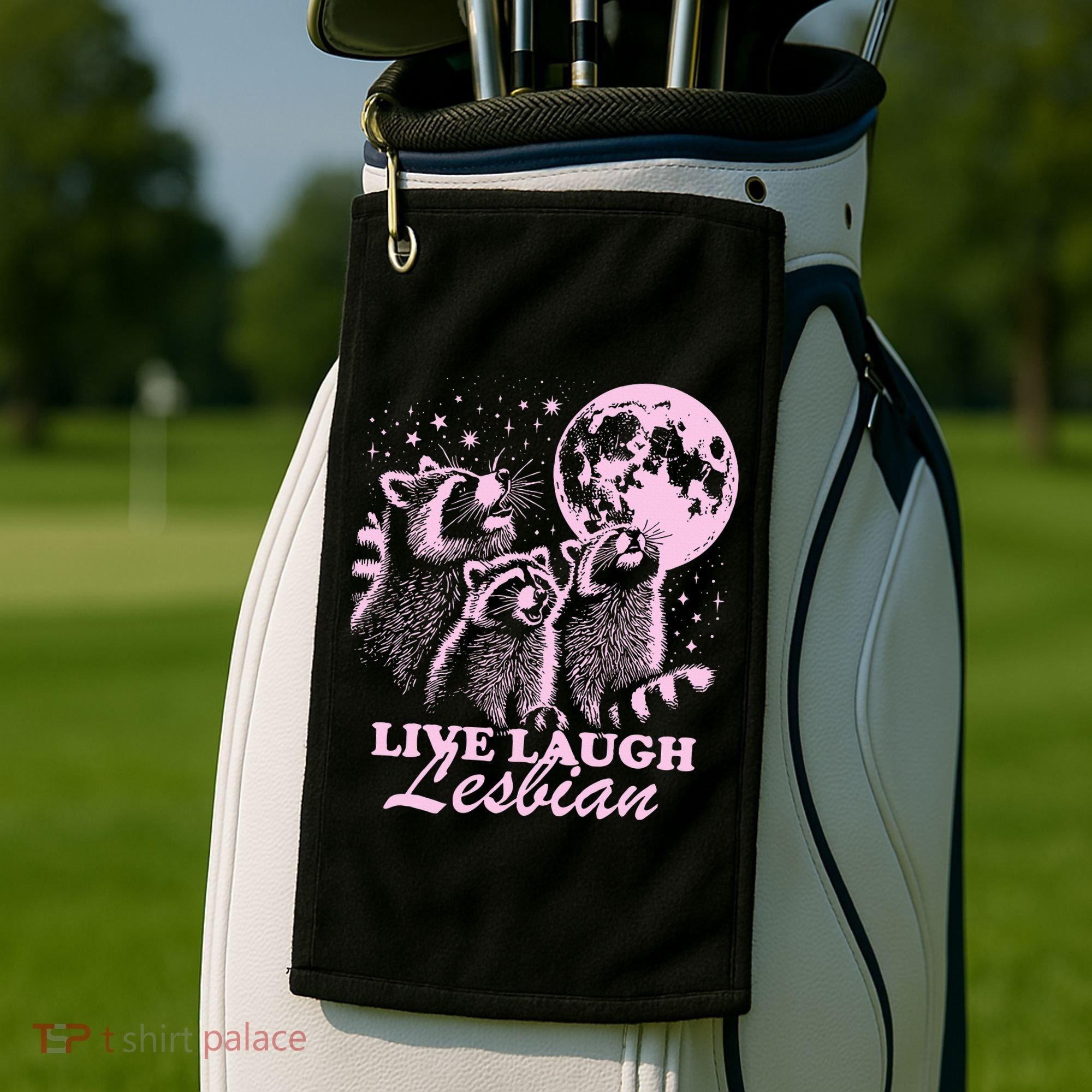 Live Laugh Lesbian Raccoon Lesbian Lgbtq Pride Month Golf Towel
