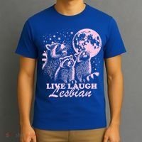Live Laugh Lesbian Raccoon Lesbian Lgbtq Pride Month T-Shirt thumb 3