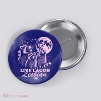 Live Laugh Lesbian Raccoon Lesbian Lgbtq Pride Month Button thumb 0