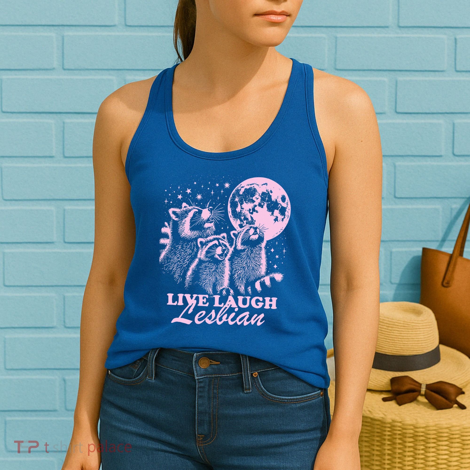 Live Laugh Lesbian Raccoon Lesbian Lgbtq Pride Month Women's Tank Top