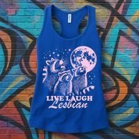 Live Laugh Lesbian Raccoon Lesbian Lgbtq Pride Month Women's Tank Top thumb 3