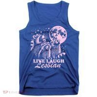 Live Laugh Lesbian Raccoon Lesbian Lgbtq Pride Month Tank Top thumb 0