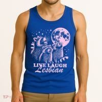 Live Laugh Lesbian Raccoon Lesbian Lgbtq Pride Month Tank Top thumb 3