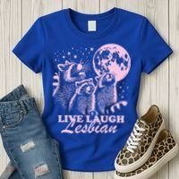 Live Laugh Lesbian Raccoon Lesbian Lgbtq Pride Month Women's T-Shirt thumb 3