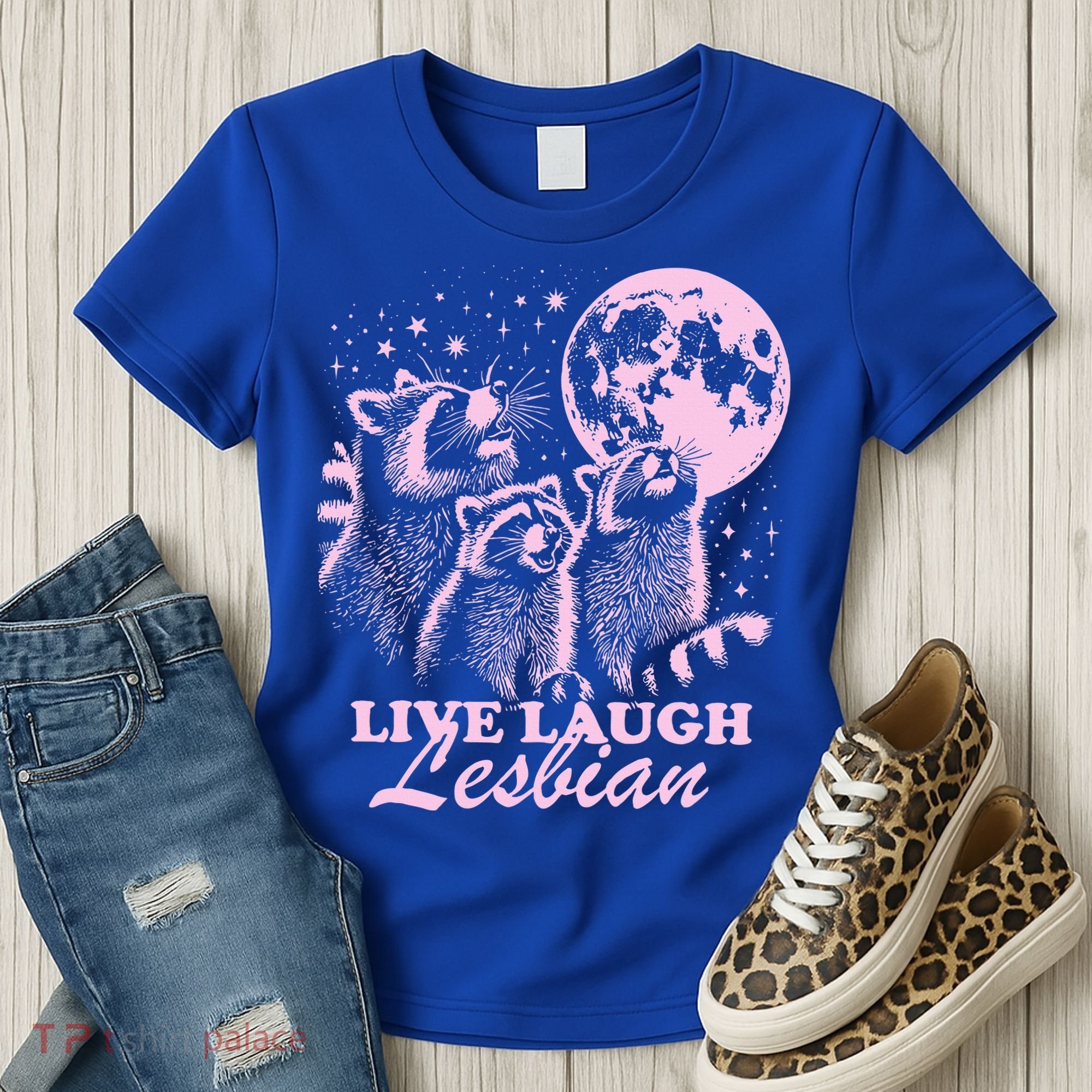 Live Laugh Lesbian Raccoon Lesbian Lgbtq Pride Month Women's T-Shirt