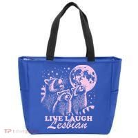 Live Laugh Lesbian Raccoon Lesbian Lgbtq Pride Month Tote Bag thumb 0