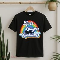 Live Laugh Lesbian Rainbow Flag LGBT Best Gifts T-Shirt thumb 2