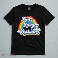 Live Laugh Lesbian Rainbow Flag LGBT Best Gifts T-Shirt thumb 5